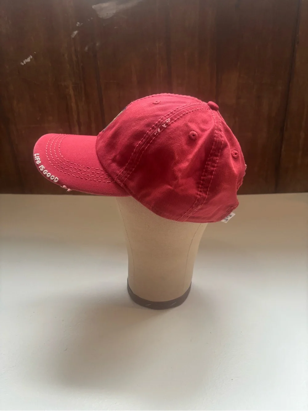 Life Is Good Red Baseball Cap with Dog  Patch
